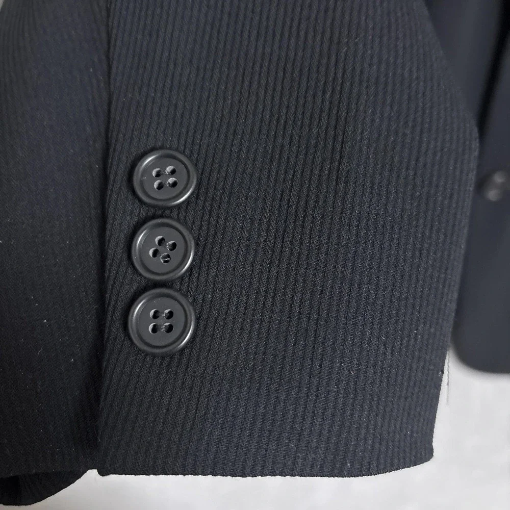 Vintage Shamask Suit 44R 34x30 Black Wool Italy Triple Pleat Baggy 90s y2k 3Btn